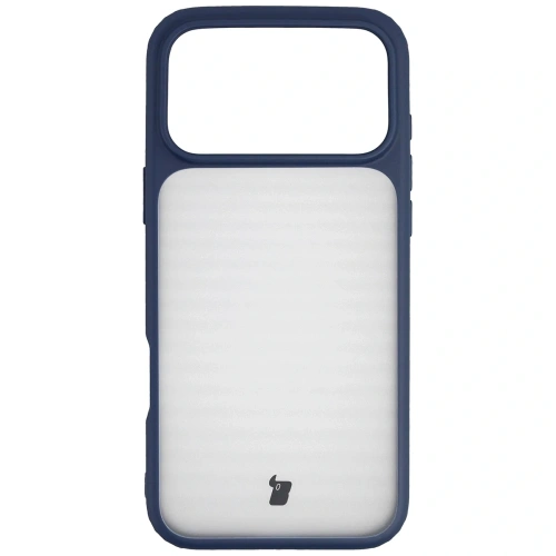 Etui Bizon Case Angelo do Apple iPhone 17 Pro Max półprzezroczyste z granatową ramką