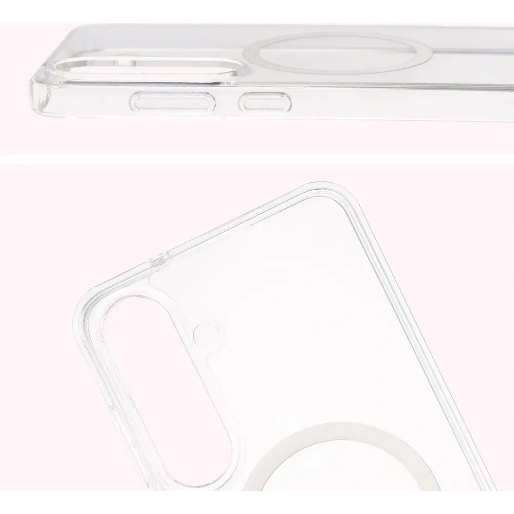 Etui z pierścieniem magnetycznym Bizon Case CrystalO Magnetic do Samsung Galaxy S25 FE przezroczyste