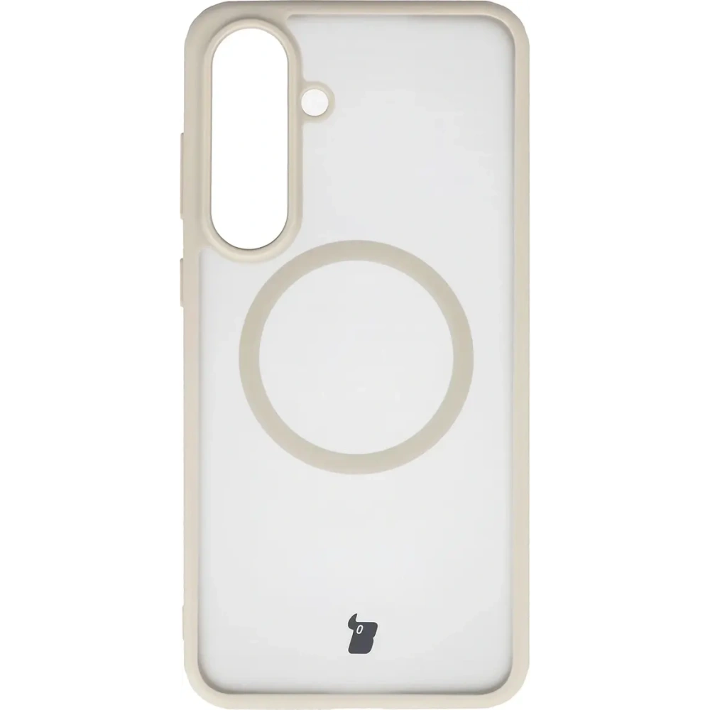 Etui z pierścieniem magnetycznym Bizon Case MatteO Magnetic do Samsung Galaxy S25 FE przydymione-beżowe