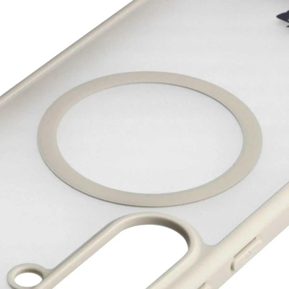 Etui z pierścieniem magnetycznym Bizon Case MatteO Magnetic do Samsung Galaxy S25 FE przydymione-beżowe