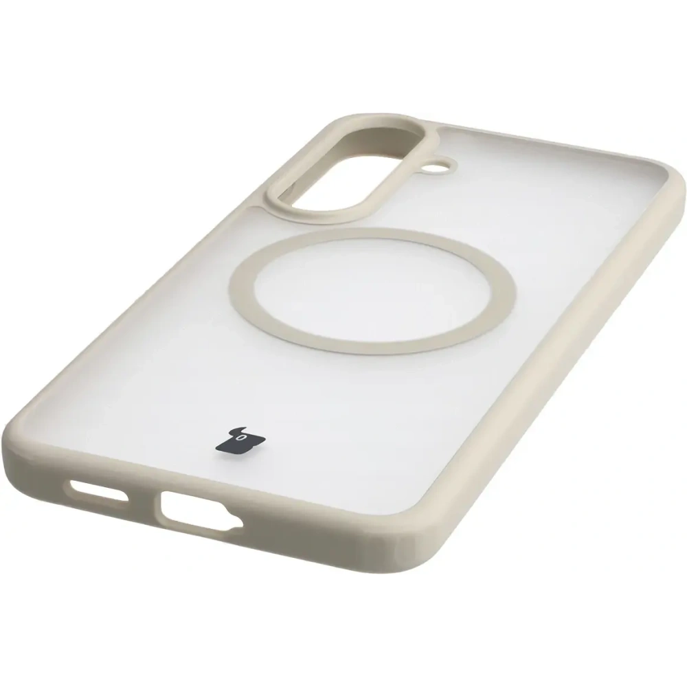 Etui z pierścieniem magnetycznym Bizon Case MatteO Magnetic do Samsung Galaxy S25 FE przydymione-beżowe