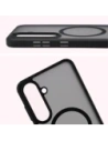Etui z pierścieniem magnetycznym Bizon Case MatteO Magnetic do Samsung Galaxy S25 FE przydymione-czarne