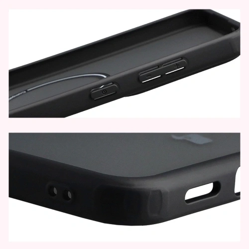 Etui z pierścieniem magnetycznym Bizon Case MatteO Magnetic do Samsung Galaxy S25 FE przydymione-czarne