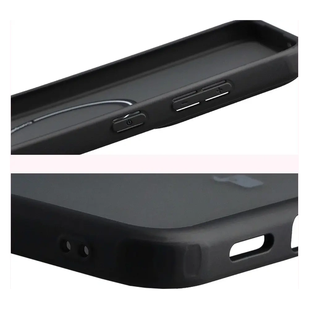 Etui z pierścieniem magnetycznym Bizon Case MatteO Magnetic do Samsung Galaxy S25 FE przydymione-czarne