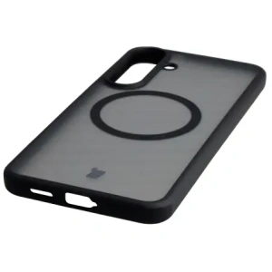 Etui z pierścieniem magnetycznym Bizon Case MatteO Magnetic do Samsung Galaxy S25 FE przydymione-czarne