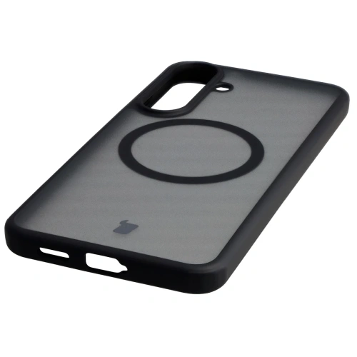 Etui z pierścieniem magnetycznym Bizon Case MatteO Magnetic do Samsung Galaxy S25 FE przydymione-czarne