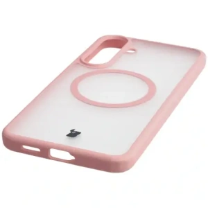 Etui z pierścieniem magnetycznym Bizon Case MatteO Magnetic do Samsung Galaxy S25 FE przydymione-jasnoróżowe
