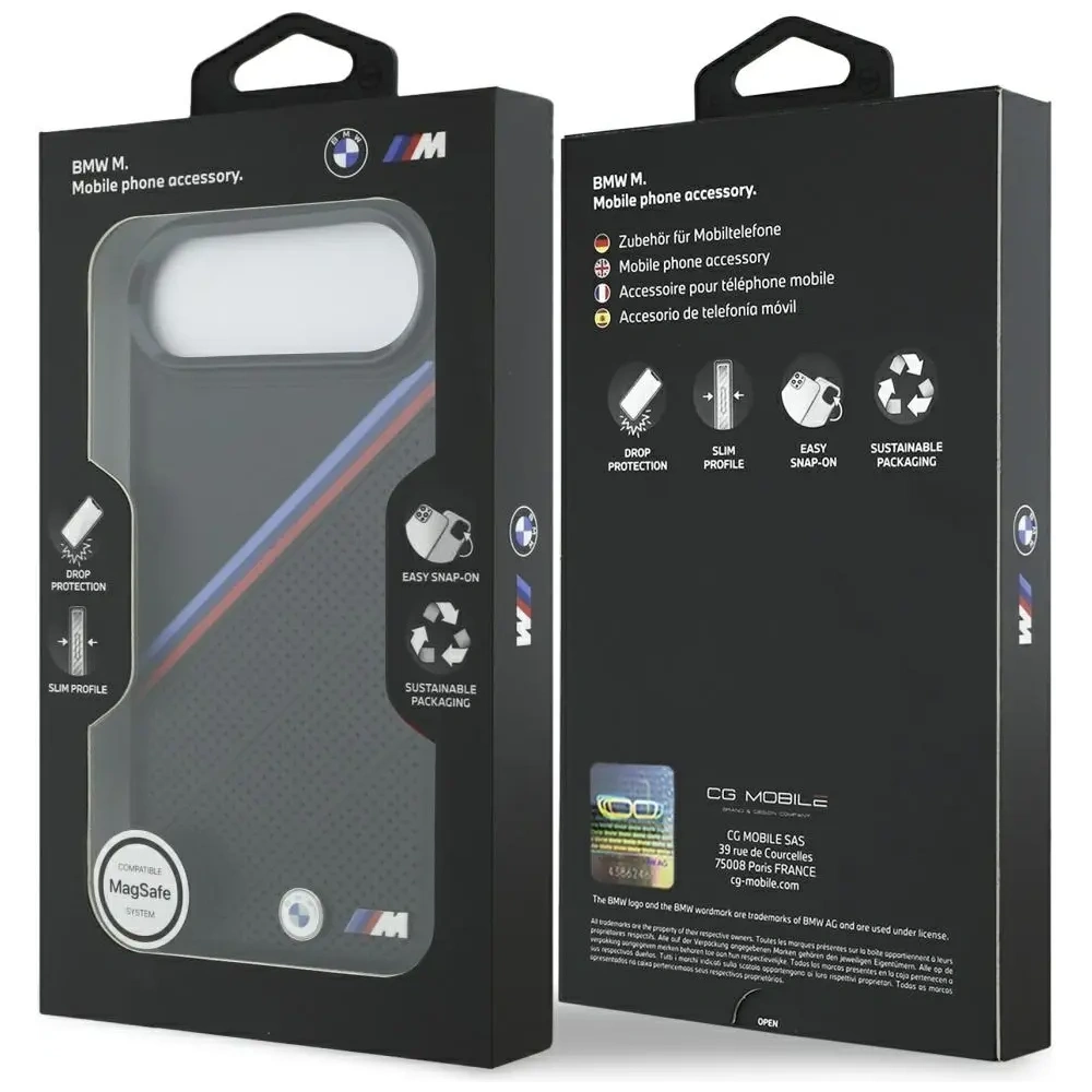 Etui BMW M Tricolor Metal Logo MagSafe do Apple iPhone Air czarny