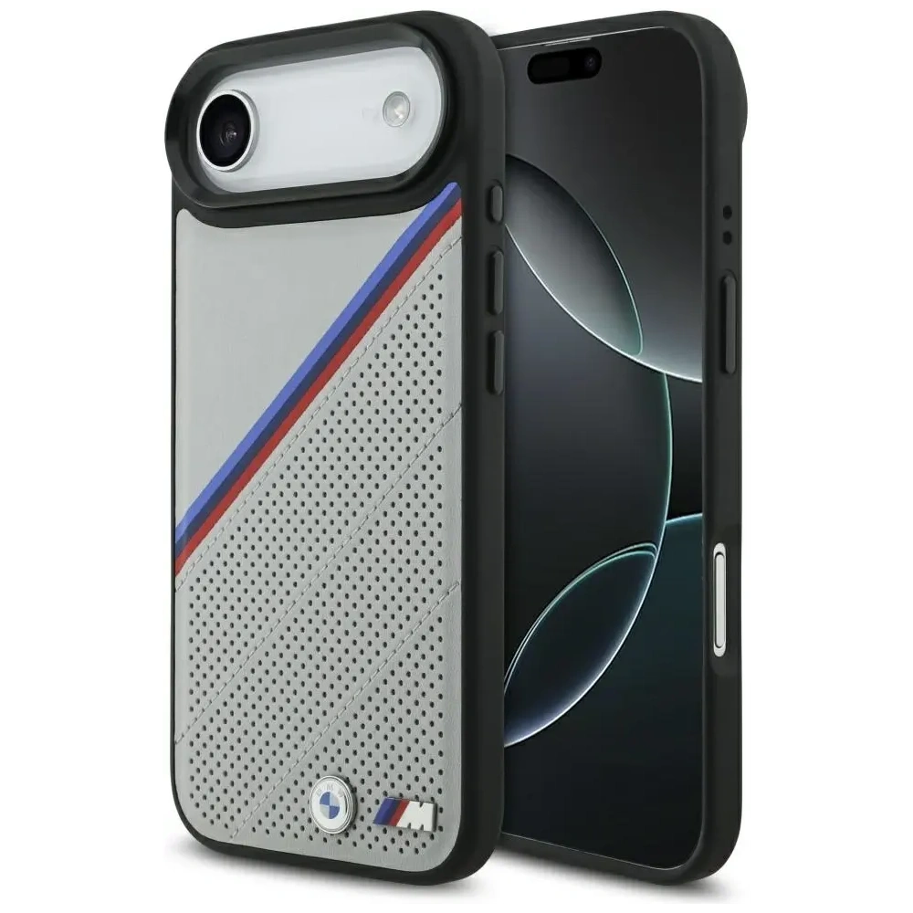 Etui BMW M Tricolor Metal Logo MagSafe do Apple iPhone Air szary