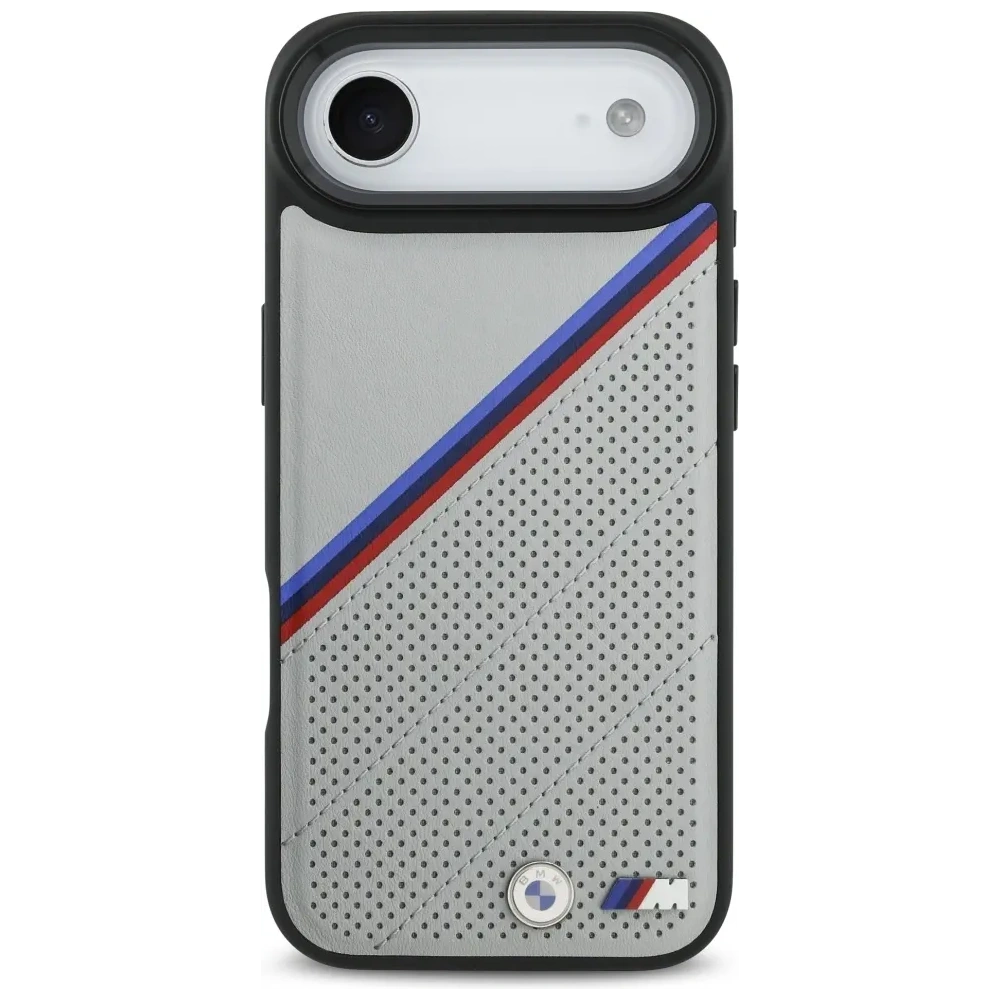 Etui BMW M Tricolor Metal Logo MagSafe do Apple iPhone Air szary