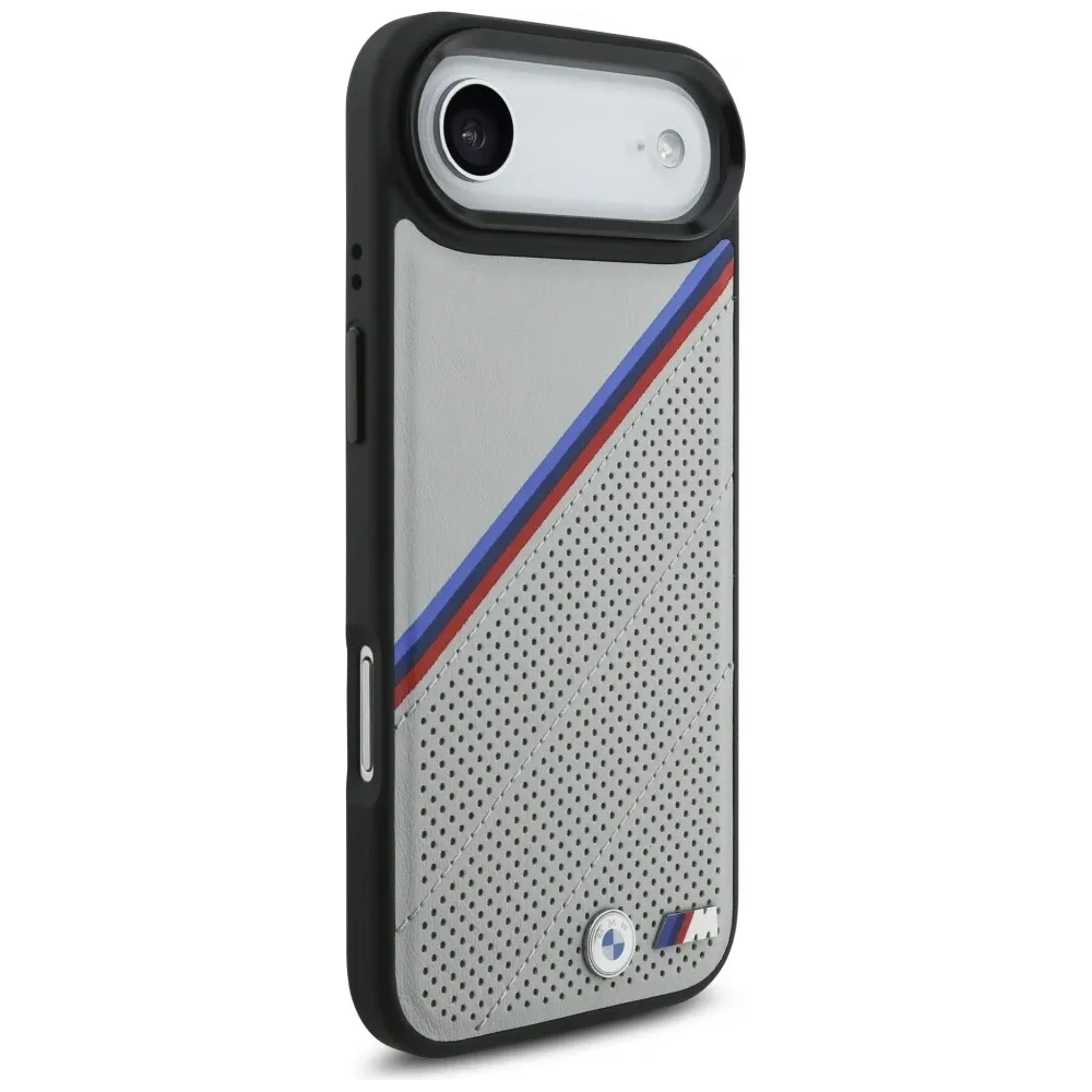 Etui BMW M Tricolor Metal Logo MagSafe do Apple iPhone Air szary