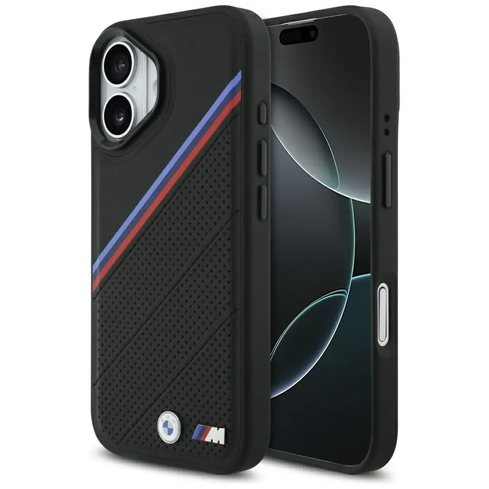 Etui BMW M Tricolor Metal Logo MagSafe do Apple iPhone 17 czarny