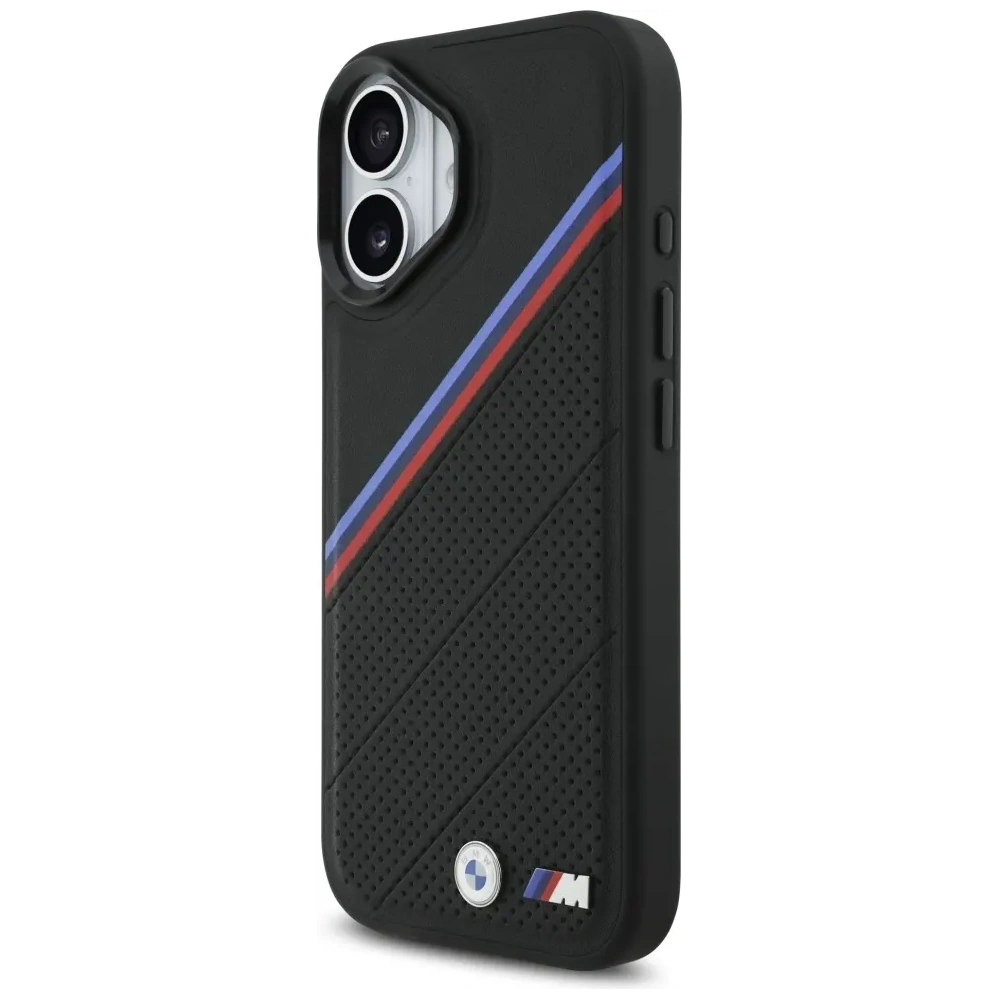 Etui BMW M Tricolor Metal Logo MagSafe do Apple iPhone 17 czarny