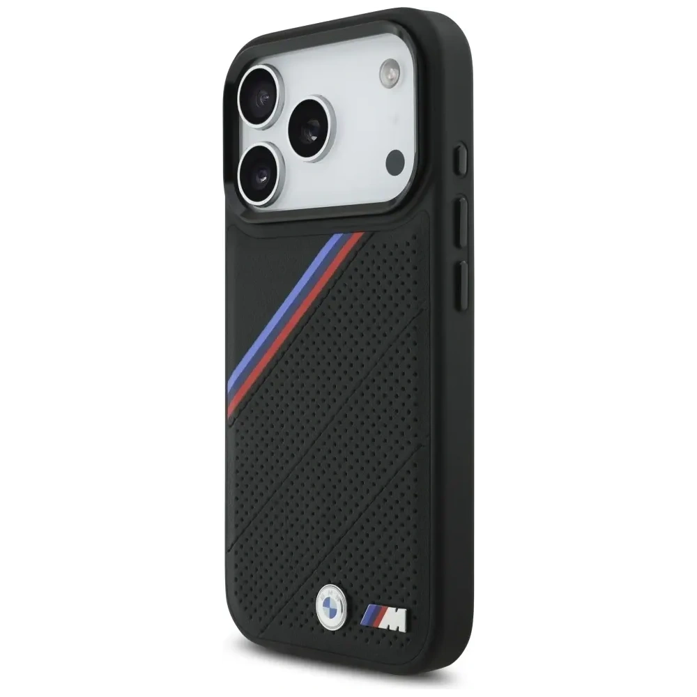 Etui BMW M Tricolor Metal Logo MagSafe do Apple iPhone 17 Pro czarny