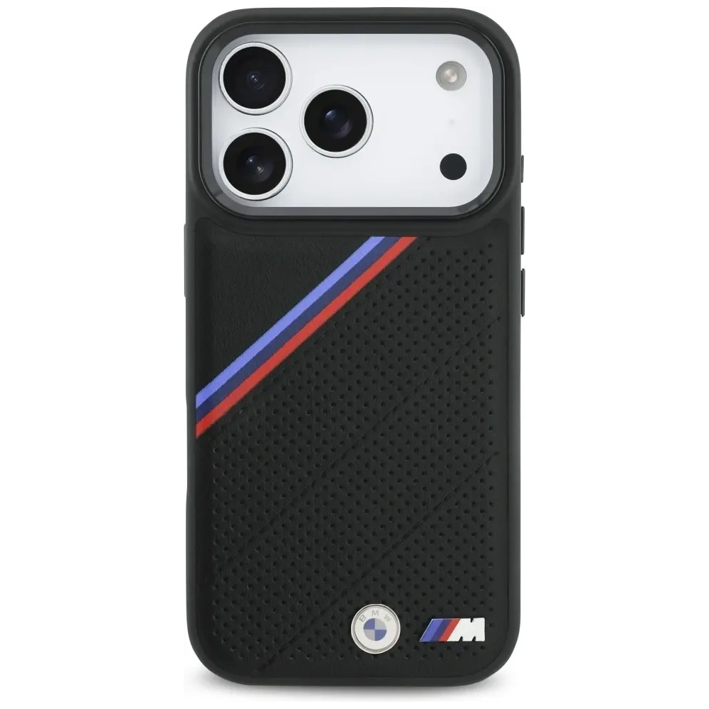 Etui BMW M Tricolor Metal Logo MagSafe do Apple iPhone 17 Pro czarny