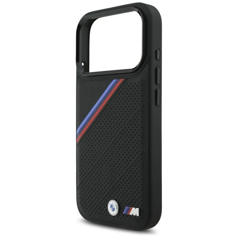 Etui BMW M Tricolor Metal Logo MagSafe do Apple iPhone 17 Pro czarny