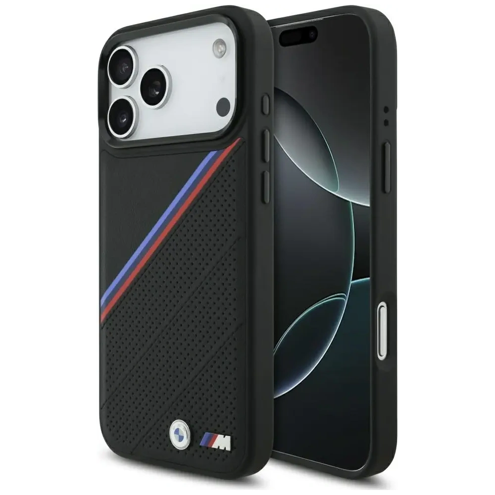 Etui BMW M Tricolor Metal Logo MagSafe do Apple iPhone 17 Pro Max czarny