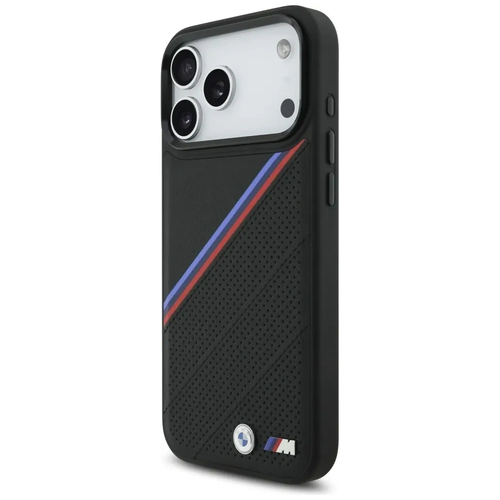 Etui BMW M Tricolor Metal Logo MagSafe do Apple iPhone 17 Pro Max czarny