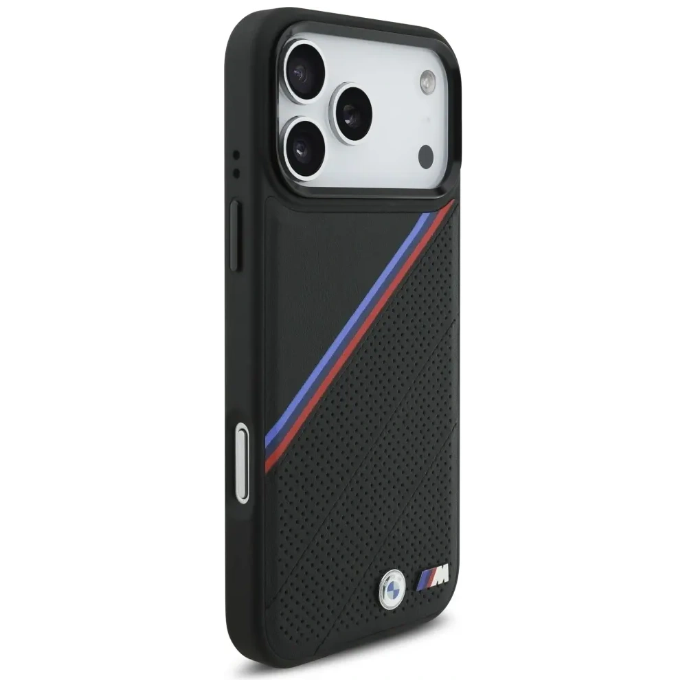 Etui BMW M Tricolor Metal Logo MagSafe do Apple iPhone 17 Pro Max czarny