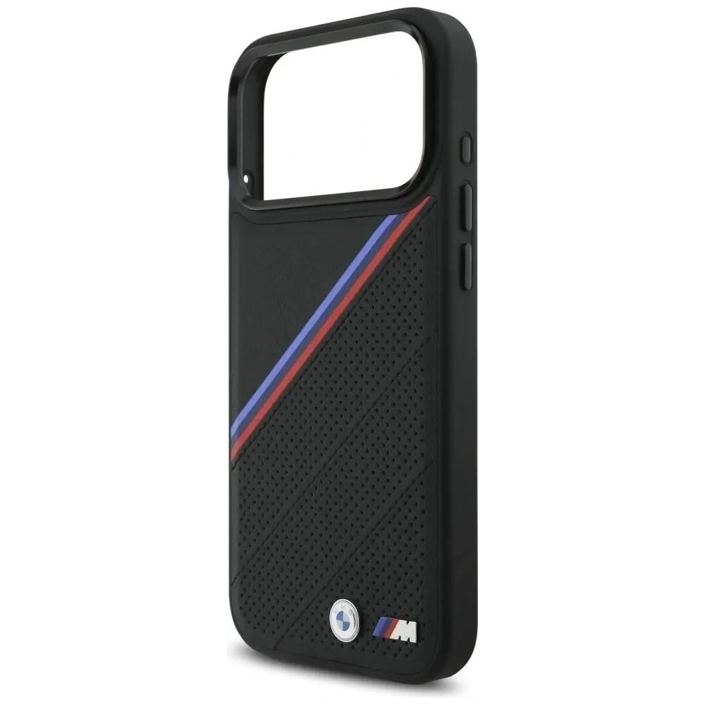 Etui BMW M Tricolor Metal Logo MagSafe do Apple iPhone 17 Pro Max czarny