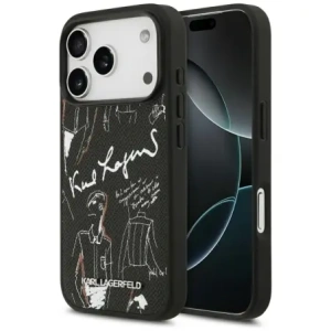 Etui Karl Lagerfeld Grained Pattern & Logo MagSafe do Apple iPhone 17 Pro czarny