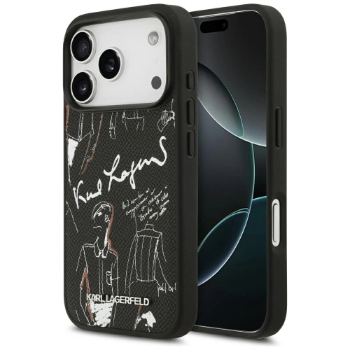 Etui Karl Lagerfeld Grained Pattern & Logo MagSafe do Apple iPhone 17 Pro czarny