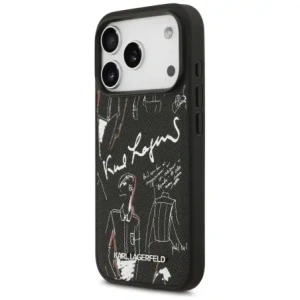 Etui Karl Lagerfeld Grained Pattern & Logo MagSafe do Apple iPhone 17 Pro czarny