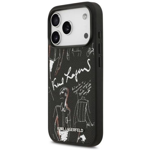 Etui Karl Lagerfeld Grained Pattern & Logo MagSafe do Apple iPhone 17 Pro czarny