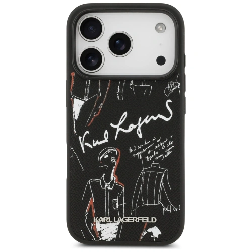 Etui Karl Lagerfeld Grained Pattern & Logo MagSafe do Apple iPhone 17 Pro czarny