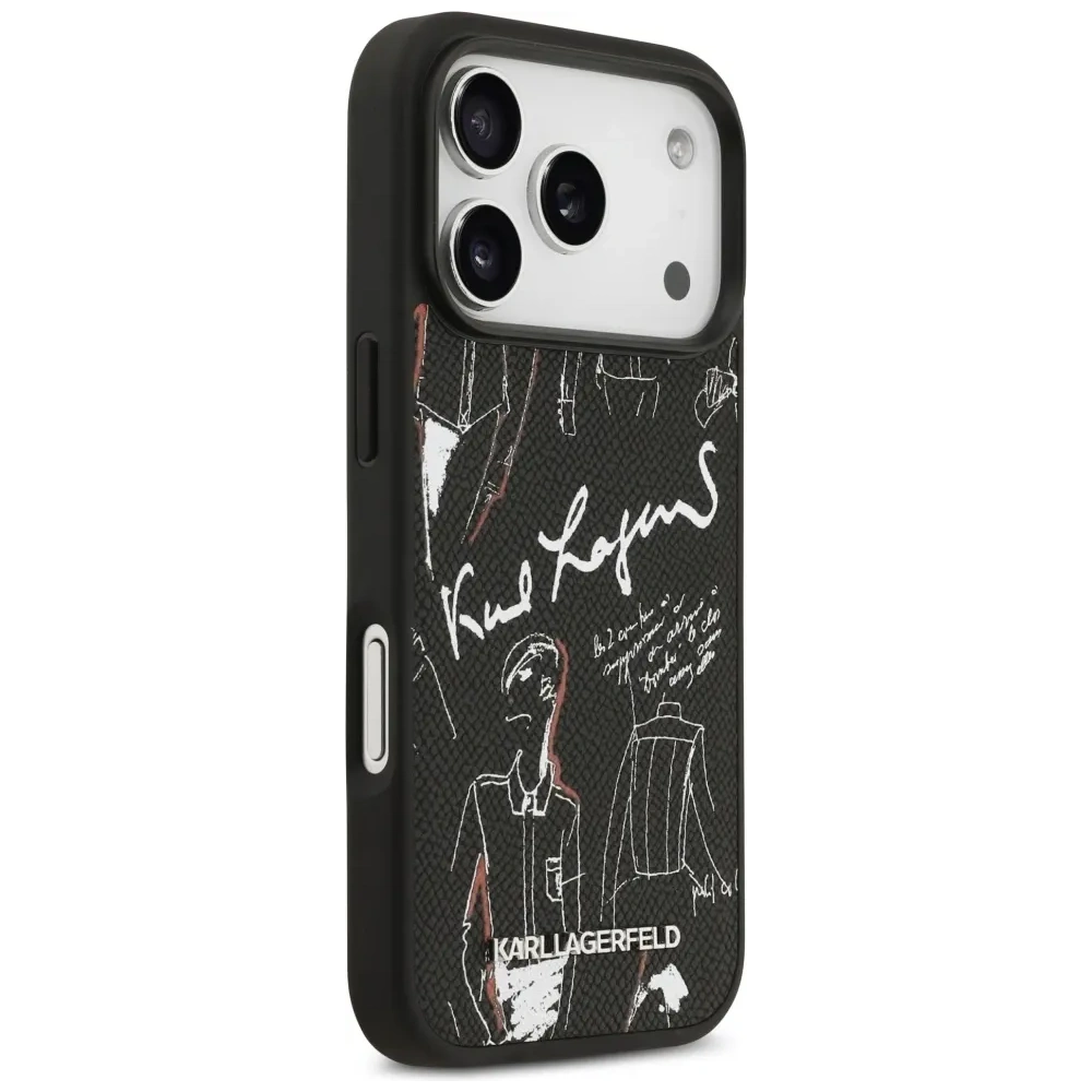 Etui Karl Lagerfeld Grained Pattern & Logo MagSafe do Apple iPhone 17 Pro czarny