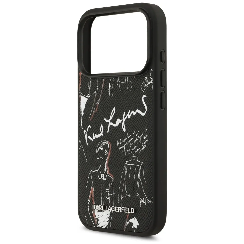 Etui Karl Lagerfeld Grained Pattern & Logo MagSafe do Apple iPhone 17 Pro czarny