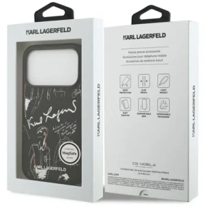 Etui Karl Lagerfeld Grained Pattern & Logo MagSafe do Apple iPhone 17 Pro czarny