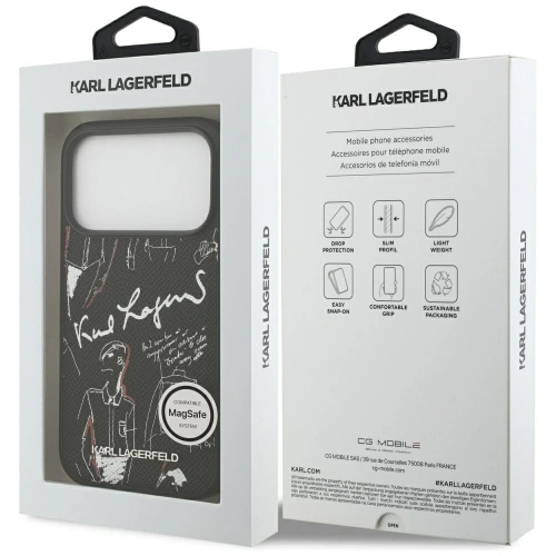 Etui Karl Lagerfeld Grained Pattern & Logo MagSafe do Apple iPhone 17 Pro czarny