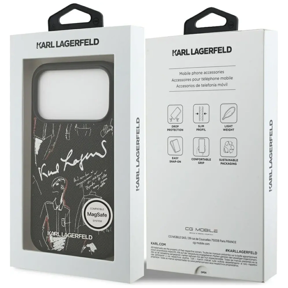 Etui Karl Lagerfeld Grained Pattern & Logo MagSafe do Apple iPhone 17 Pro czarny