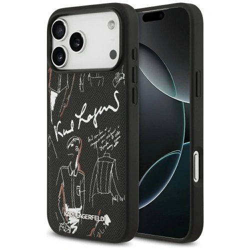Etui Karl Lagerfeld Grained Pattern & Logo MagSafe do Apple iPhone 17 Pro Max czarny