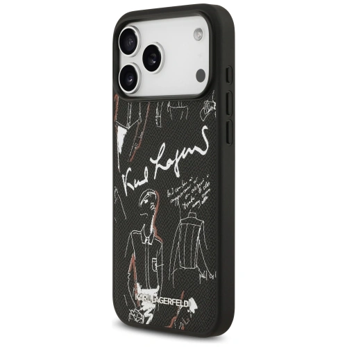 Etui Karl Lagerfeld Grained Pattern & Logo MagSafe do Apple iPhone 17 Pro Max czarny
