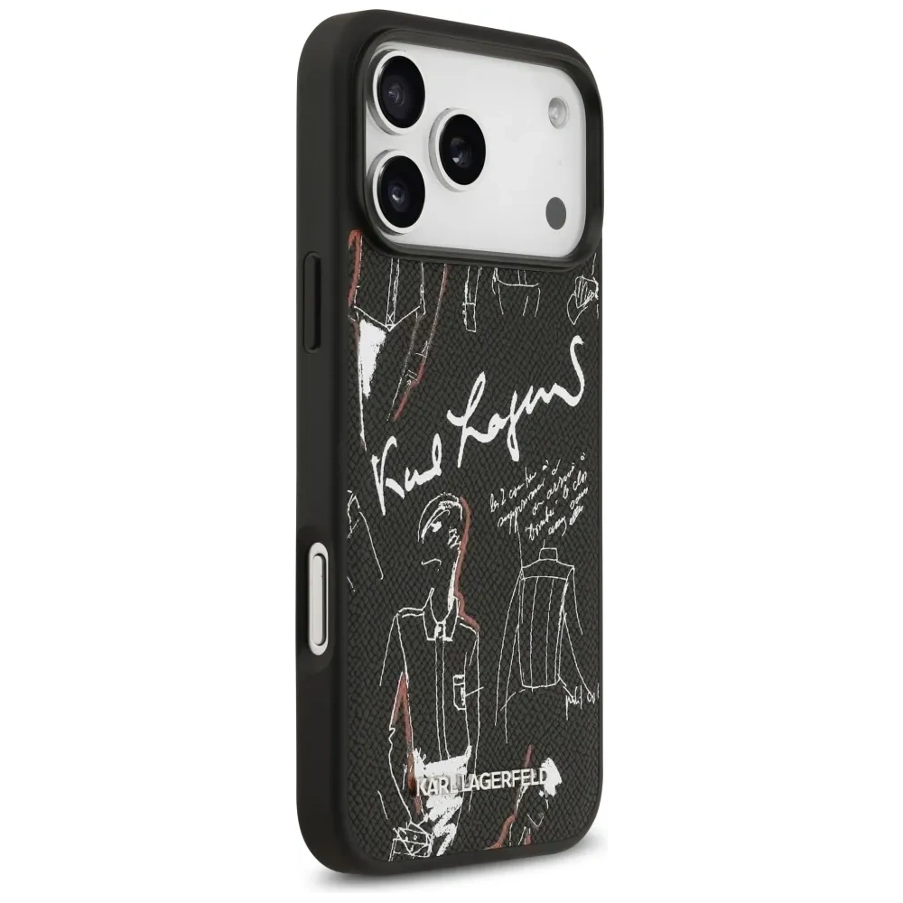 Etui Karl Lagerfeld Grained Pattern & Logo MagSafe do Apple iPhone 17 Pro Max czarny