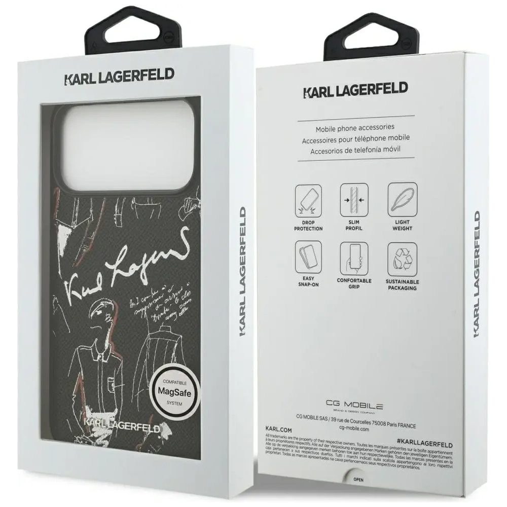 Etui Karl Lagerfeld Grained Pattern & Logo MagSafe do Apple iPhone 17 Pro Max czarny
