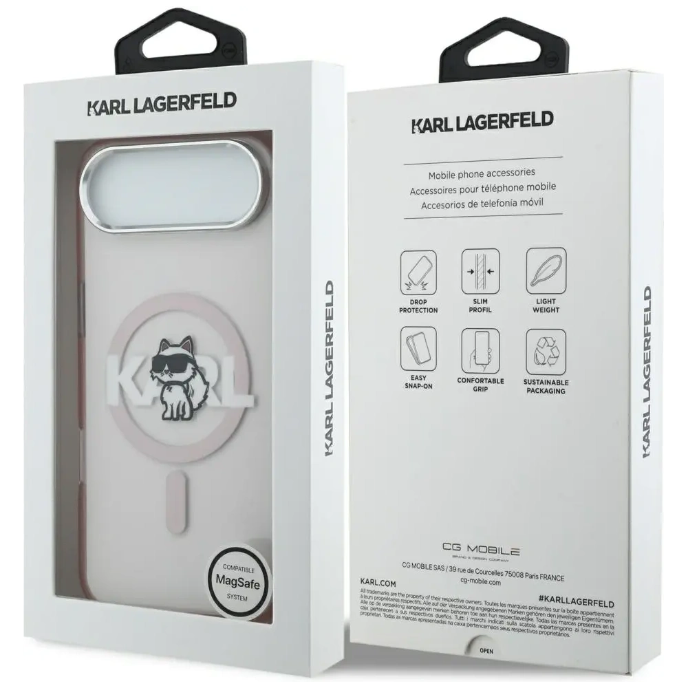 Etui Karl Lagerfeld IML Choupette Sketch Logo MagSafe do Apple iPhone Air różowy