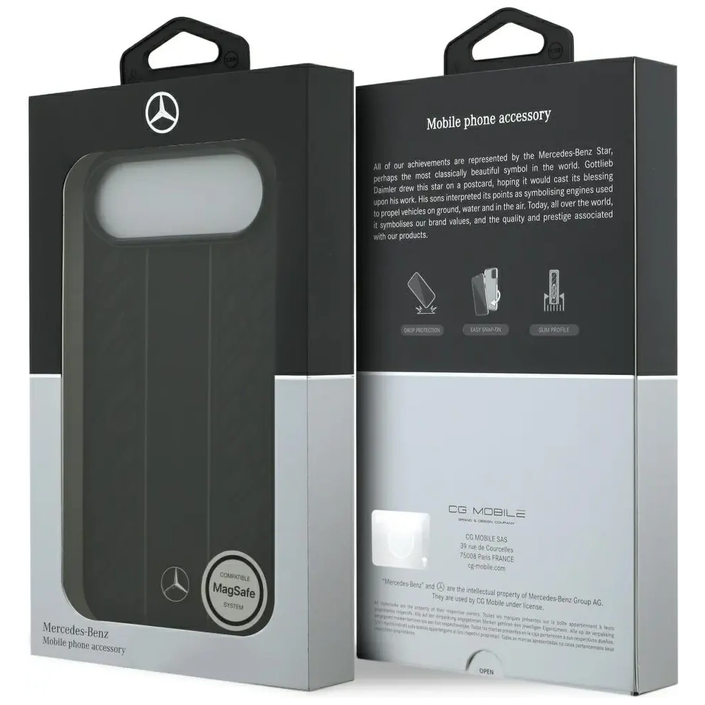 Etui Mercedes Leather Laurel Leaves Stripes MagSafe do Apple iPhone Air czarny