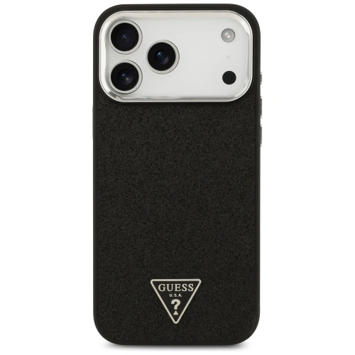 Etui Guess Glitter Triangle Logo MagSafe do Apple iPhone 17 Pro Max czarny