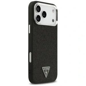 Etui Guess Glitter Triangle Logo MagSafe do Apple iPhone 17 Pro Max czarny