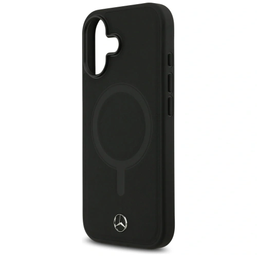 Etui Mercedes Plain Smooth Leather MagSafe do Apple iPhone 17 czarny