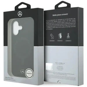 Etui Mercedes Plain Smooth Leather MagSafe do Apple iPhone 17 czarny