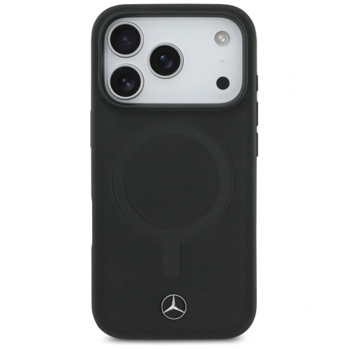 Etui Mercedes Plain Smooth Leather MagSafe do Apple iPhone 17 Pro czarny