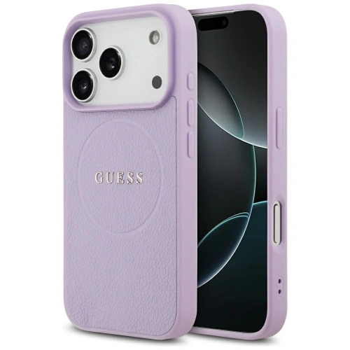 Etui Guess Grained Ring MagSafe do Apple iPhone 17 Pro fioletowy