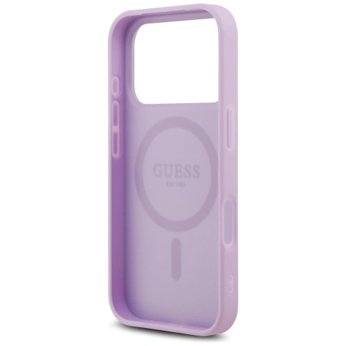 Etui Guess Grained Ring MagSafe do Apple iPhone 17 Pro fioletowy
