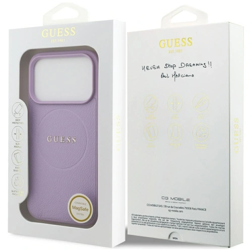 Etui Guess Grained Ring MagSafe do Apple iPhone 17 Pro fioletowy
