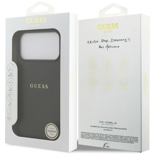 Etui Guess Grained Ring MagSafe do Apple iPhone 17 Pro Max czarny