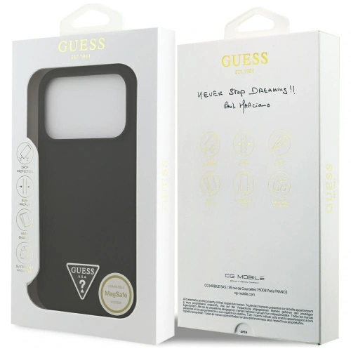 Etui Guess Silicone Triangle Logo MagSafe do Apple iPhone 17 Pro czarny